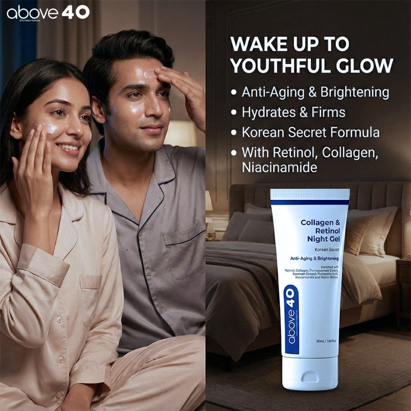 Above40 Anti-Ageing Brightening Night Gel Cream | Best Collagen & Retinol Gel for Oily Skin
