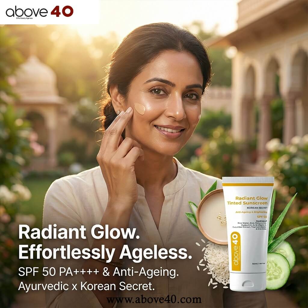 Best Sunscreen for Indian Men Over 40 | Above40 Radiant Glow Tint Anti-Ageing Sunscreen