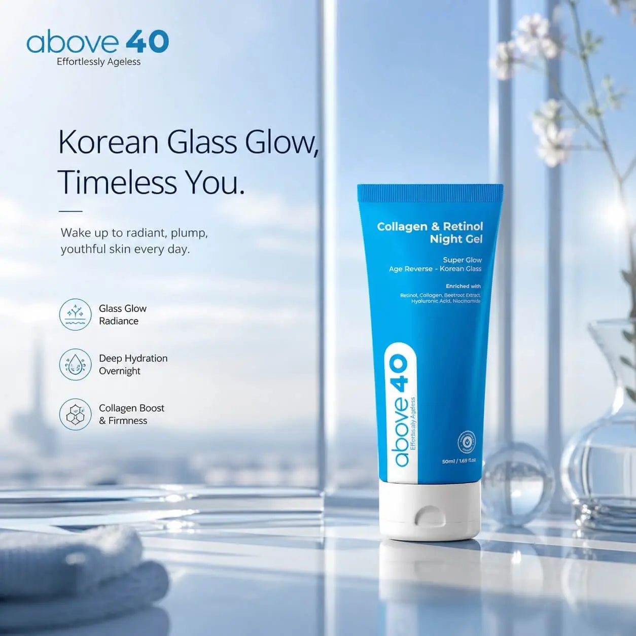 Above 40 Collagen & Retinol Night Gel Cream – Best Anti-Ageing Night Cream for Youthful Skin