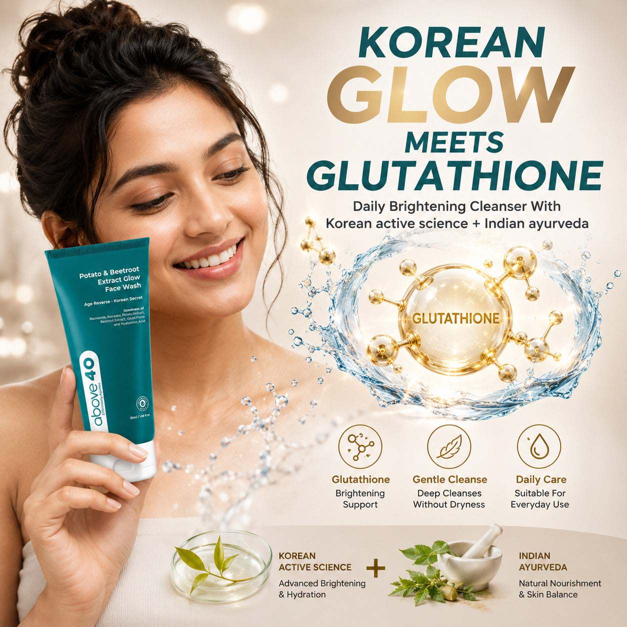 Glow Face Wash – Korean Anti Ageing & Brightening Cleanser with Glutat