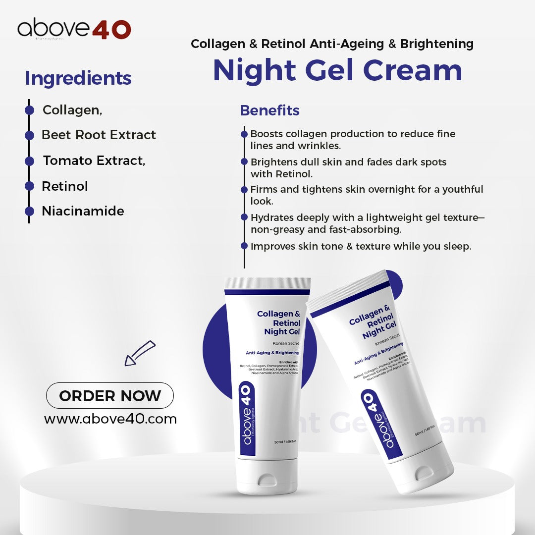 Collagen & Retinol Anti-Ageing & Brightening Night Gel Cream | For Men & Women