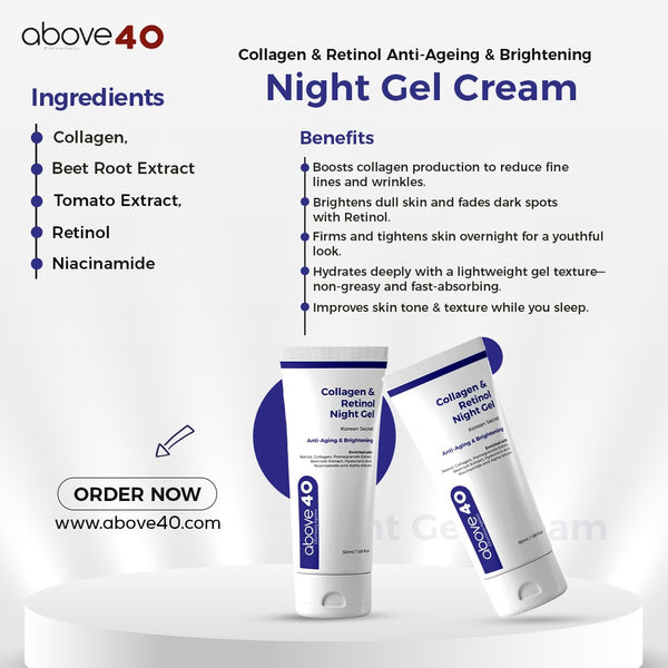 Collagen & Retinol Anti-Ageing & Brightening Night Gel Cream | For Men & Women